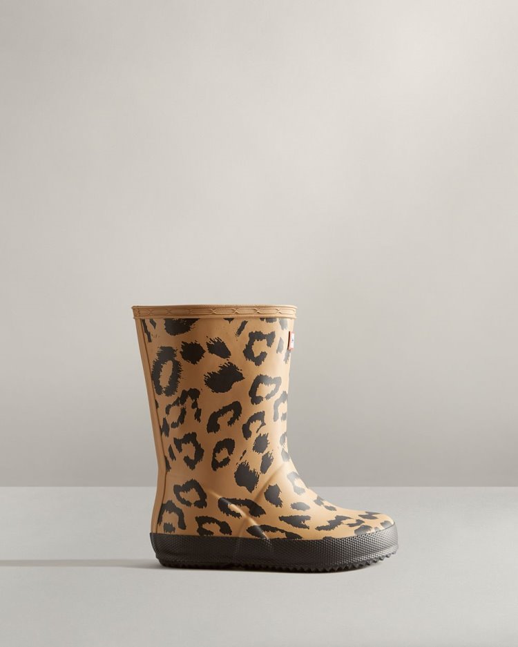 Botas De Lluvia Cortas Hunter En Oferta First Hibrido Leopard Print Rain Boot Ninos Marrones